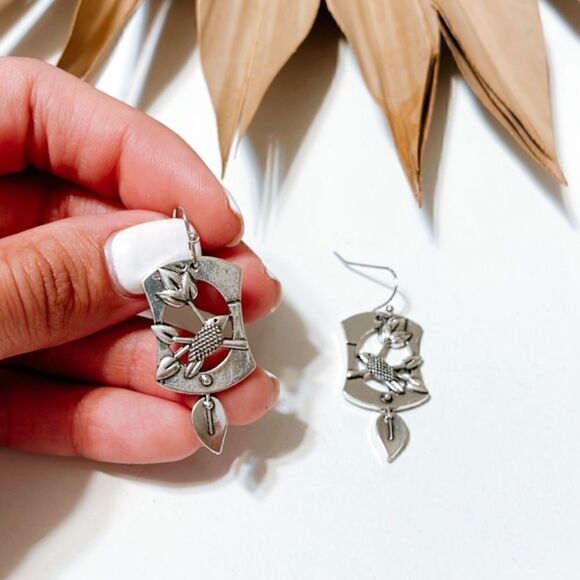 Silver boho bird earrings #987 - Picture 4 of 4